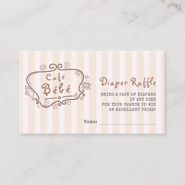 Cartão De Informações Café Bébé francês Moderno Gênero Chá de fraldas ne (Frente)