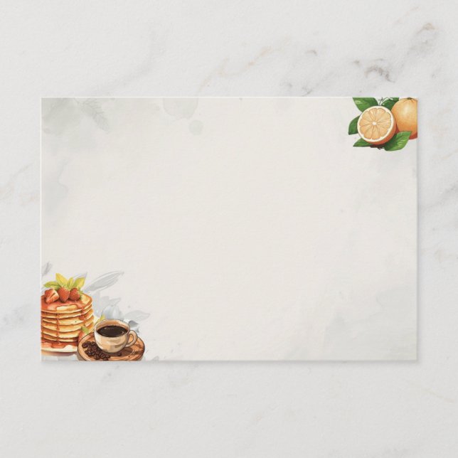 Cartão De Informações Café da manhã na placa básica de recebimento de Va (Frente)