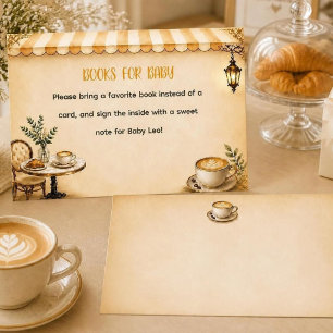 Cartão De Informações Café Elegante Bébé Chã de Bebê Bistrô Francês Bege