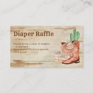 Cartão De Informações Calçados De Wooden Cactus Cowboy Fralda Raffle