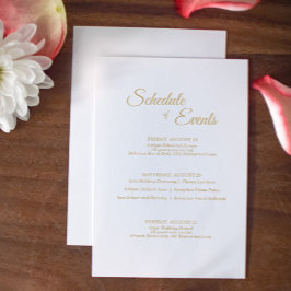 Cartão De Informações Calendário de Casamento de Caligrafia Dourada Simp