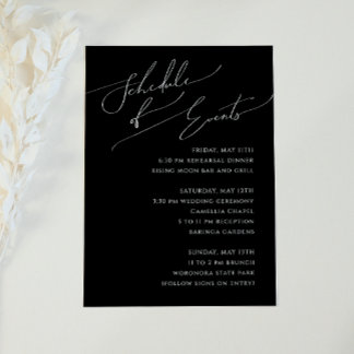 Cartão De Informações Calendário de Eventos Preto de Script Mínimo Whims