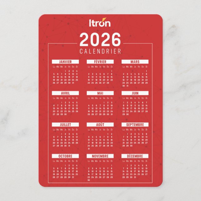 Cartão De Informações Calendrier 2025 Bleu (Frente)
