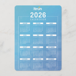 Cartão De Informações Calendrier 2026 Itron Bleu Français