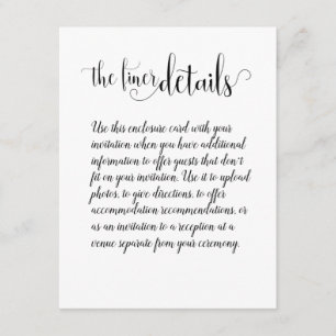 Cartão De Informações Caligrafia à Mão Os Detalhes Mais Sutis Casamento