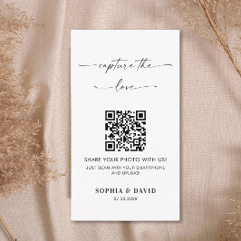 Cartão De Informações Caligrafia Casamento Captura o amor Código QR
