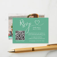 Caligrafia Casamento Cardíaco Neo Mint Green RSVP