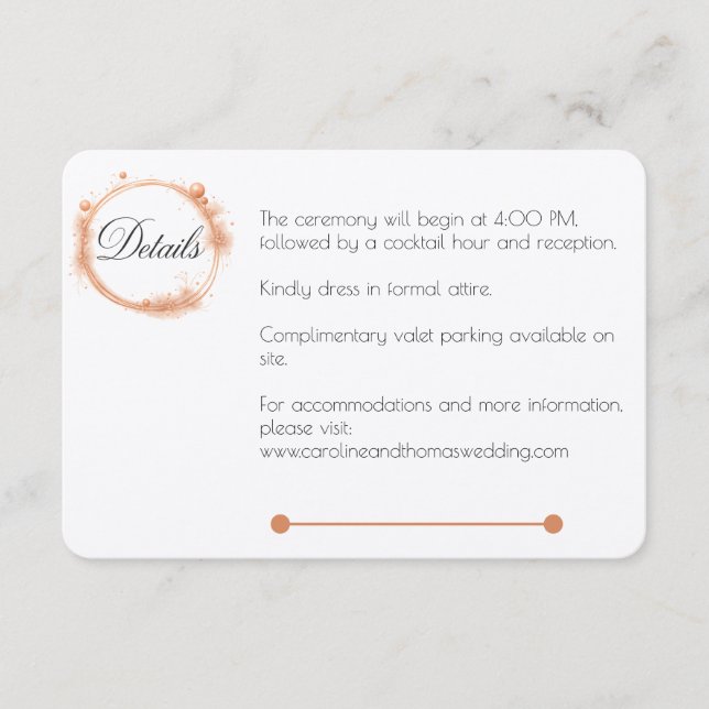 Cartão De Informações Caligrafia de Casamento com Faíscas Elegante (Frente)