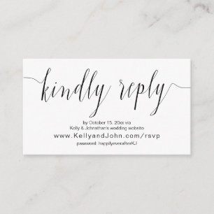 Cartão De Informações Caligrafia de Casamento, Preto, Janto Online RSVP
