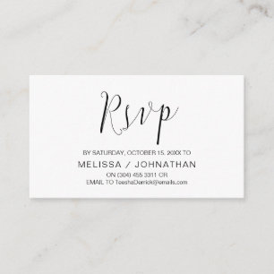 Cartão De Informações Caligrafia de Casamento, Script Negro, RSVP de Jan
