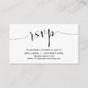Cartão De Informações Caligrafia de Casamento, Script Negro, RSVP de Jan
