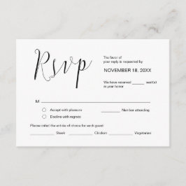 Cartão De Informações Caligrafia de Casamento, Script Negro Simples, RSV