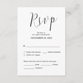 Cartão De Informações Caligrafia de Casamento Simples, Preto, RSVP de Ja