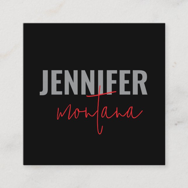 Cartão De Informações Caligrafia Elegante Simples Adicionar Nome Próprio (Frente)