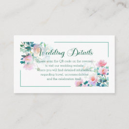 Cartão De Informações Caligrafia Floral Fresca Peônia Rosa Casamento