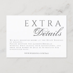 Cartão De Informações Caligrafia Formal Elegante Detalhes de Casamento C