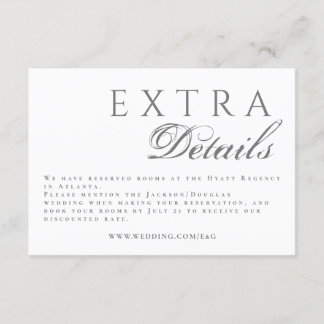 Cartão De Informações Caligrafia Formal Elegante Detalhes de Casamento C