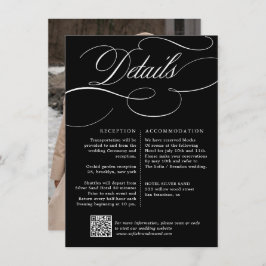 Cartão De Informações Caligrafia moderna atemporal preto e branco casame