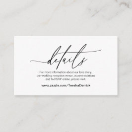 Cartão De Informações Caligrafia Moderna, Fonte Preta, Detalhes do Casam