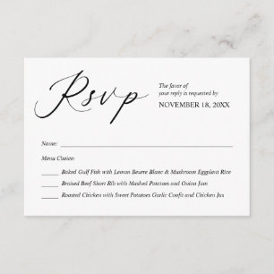 Cartão De Informações Caligrafia Moderna Preta, Casamento RSVP