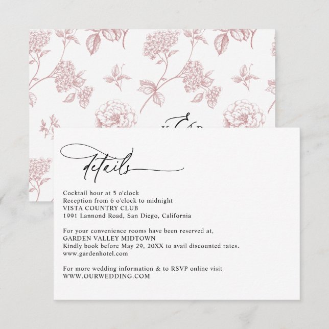 Cartão De Informações Caligrafia Moderna Simples Detalhes de Casamento  (Frente/Verso)