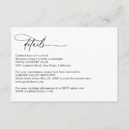 Cartão De Informações Caligrafia Moderna Simples Detalhes de Casamento 