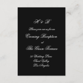 Cartão De Informações Caligrafia Monograma Preto e Branco Casamento Form