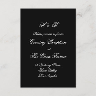 Cartão De Informações Caligrafia Monograma Preto e Branco Casamento Form