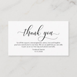 Cartão De Informações Caligrafia negra moderna, casamento Obrigado