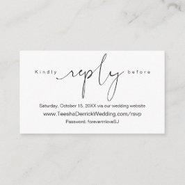 Cartão De Informações Caligrafia Negra Simples Moderna, RSVP Online