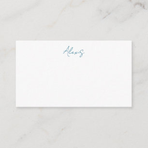 Cartão De Informações Caligrafia Nome Script Simples Branco Azul