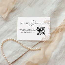 Cartão De Informações Caligrafia Orçamental Código QR Floral Rsvp