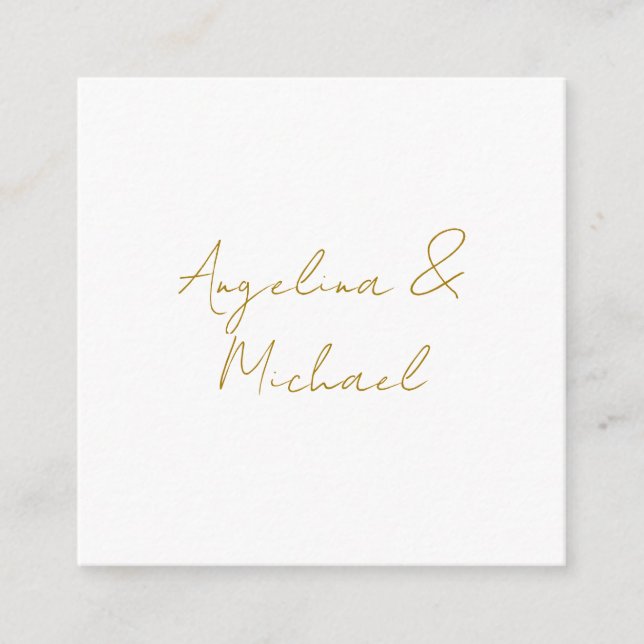 Cartão De Informações Caligrafia Profissional Elegante Cor Dourada (Frente)