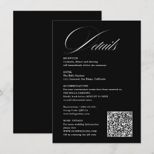 Cartão De Informações Caligrafia Romântica Script Detalhes QRcode Casame