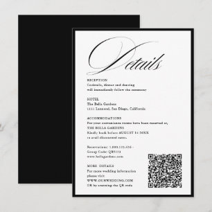 Cartão De Informações Caligrafia Romântica Script Detalhes QRcode Casame