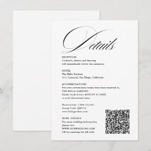 Cartão De Informações Caligrafia Romântica Script Detalhes QRcode Casame