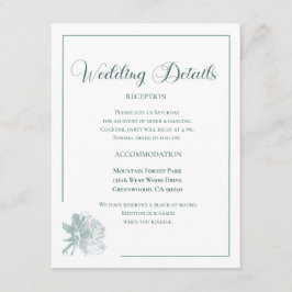 Cartão De Informações Caligrafia Script Verde Sage Floral Casamento