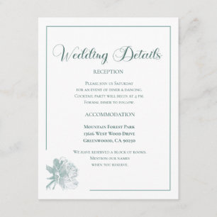 Cartão De Informações Caligrafia Script Verde Sage Floral Casamento