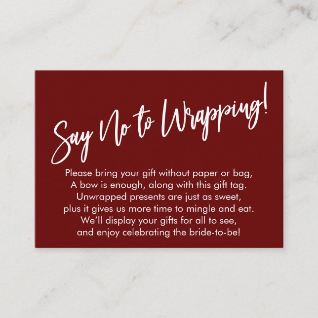 Cartão De Informações Caligrafia Simples Diga Não ao Enrolar! (Frente)