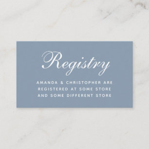 Cartão De Informações Caligrafia Simples do Registro de Casamentos Azuis