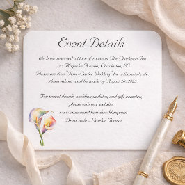 Cartão De Informações Calla Aquarela Elegante Lírios Românticos