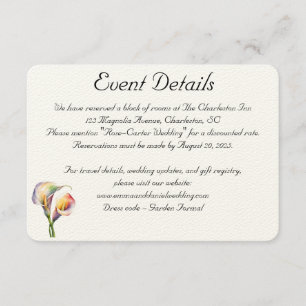 Cartão De Informações Calla Aquarela Elegante Lírios Românticos