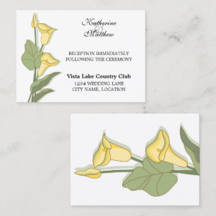 Cartão De Informações Calla Lily Elegante em placas de recepção amarelas