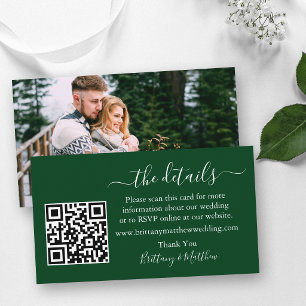 Cartão De Informações Calligrafia Detalhes do Casamento Site QR Foto Ver