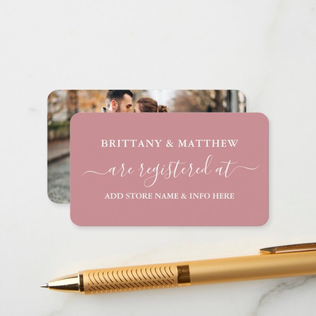 Cartão De Informações Calliografia Casamento Foto Dusty Rosa (Frente/Verso In Situ)