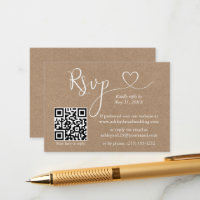 Calliografia Heart QR Kraft Wedding RSVP