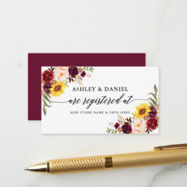 Cartão De Informações Calliografia Watercolor Floral Wedship Registry