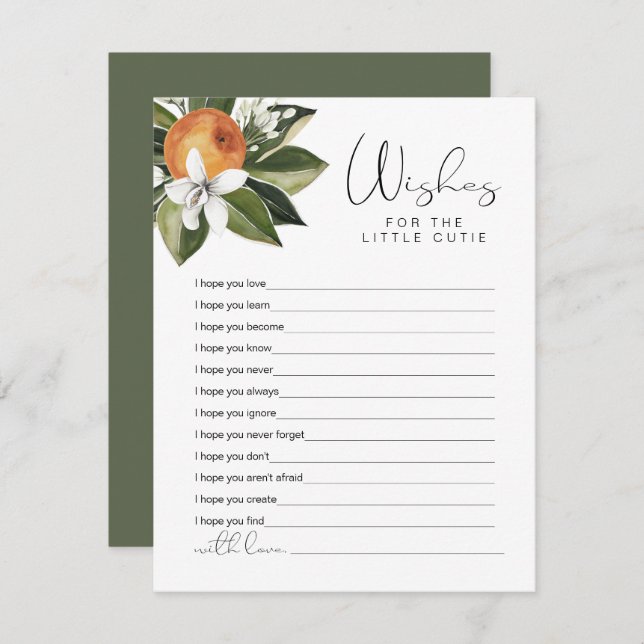 Cartão De Informações CALLIOPE Pequena Clementina Cutia Deseja Bebê (Frente/Verso)