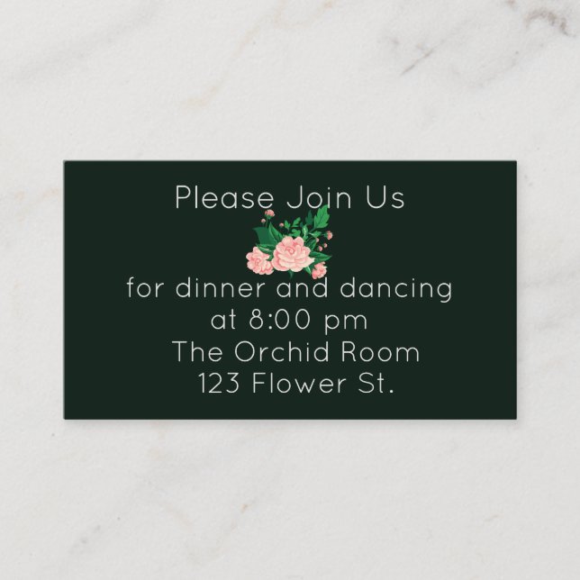 Cartão De Informações Camélia Rosa Elegante Recepção (Frente)