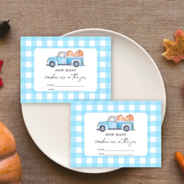 Cartão De Informações Caminhão azul - adivinhem quantas doces estão no v (Criador carregado)